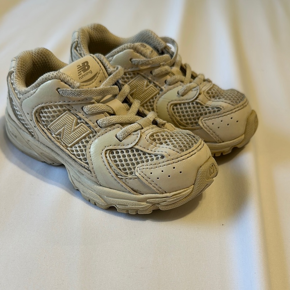 New Balance Kids Beige/Off-White Running Shoes